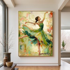 Abstract oil painting of an elegant ballerina in full bloom